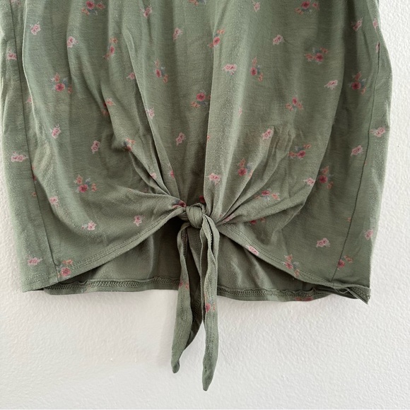 Denizen by Levi’s Floral Tie Front Tank Top Small Green Darling Print - Picture 4 of 5